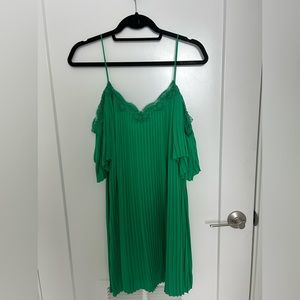 alice+olivia, green off the shoulder dress